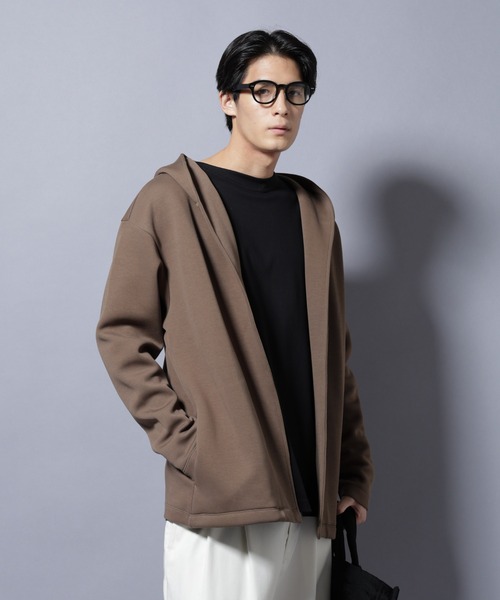 NANO universe（ナノユニバース）の「ダンボール 着流しフーディー（パーカー・メンズ・ブラック/グレー/カーキブラウン・L/M）」の3枚目の写真