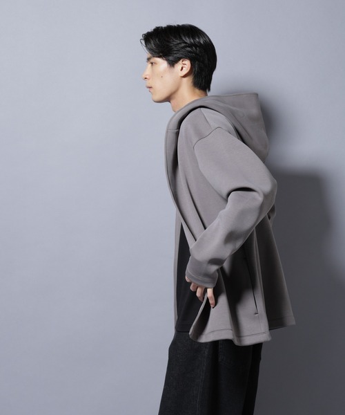 NANO universe（ナノユニバース）の「ダンボール 着流しフーディー（パーカー・メンズ・ブラック/グレー/カーキブラウン・L/M）」の4枚目の写真