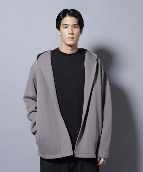 NANO universe（ナノユニバース）の「ダンボール 着流しフーディー（パーカー・メンズ・ブラック/グレー/カーキブラウン・L/M）」の5枚目の写真