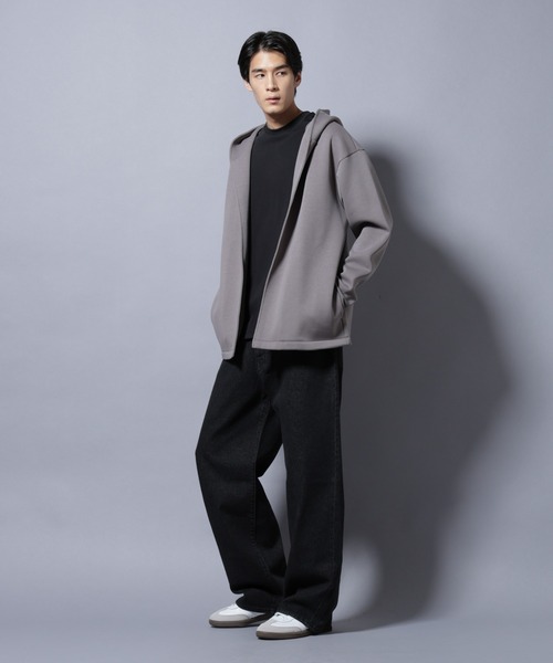 NANO universe（ナノユニバース）の「ダンボール 着流しフーディー（パーカー・メンズ・ブラック/グレー/カーキブラウン・L/M）」の9枚目の写真