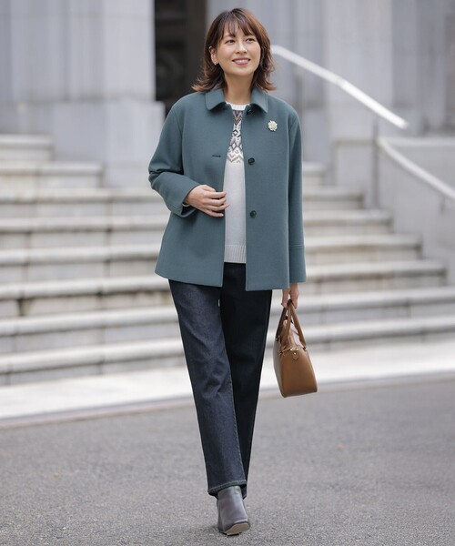 ショートビーバー ショート丈 ステンカラー コート（ステンカラー