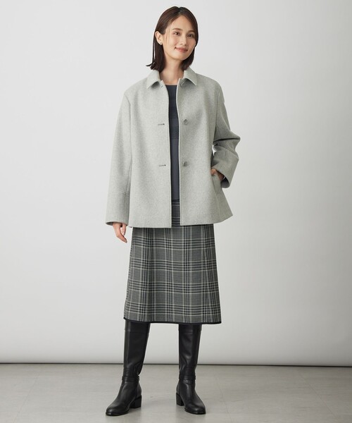 ショートビーバー ショート丈 ステンカラー コート（ステンカラー