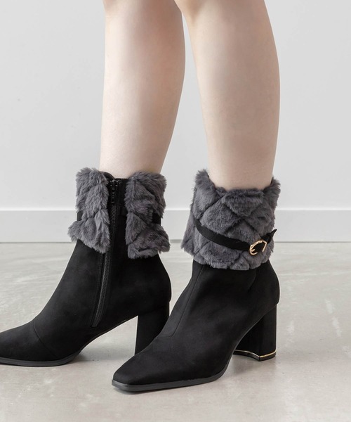 RANDA（ランダ）の「4WAYキルティングファーブーツ（ブーツ・レディース・アイボリー/ブラック/グレー・S/M/L/LL）」の3枚目の写真