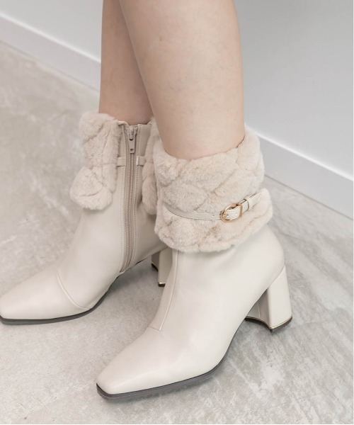 RANDA（ランダ）の「4WAYキルティングファーブーツ（ブーツ・レディース・アイボリー/ブラック/グレー・S/M/L/LL）」の12枚目の写真