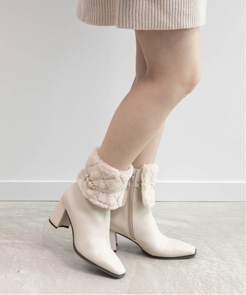 RANDA（ランダ）の「4WAYキルティングファーブーツ（ブーツ・レディース・アイボリー/ブラック/グレー・S/M/L/LL）」の7枚目の写真