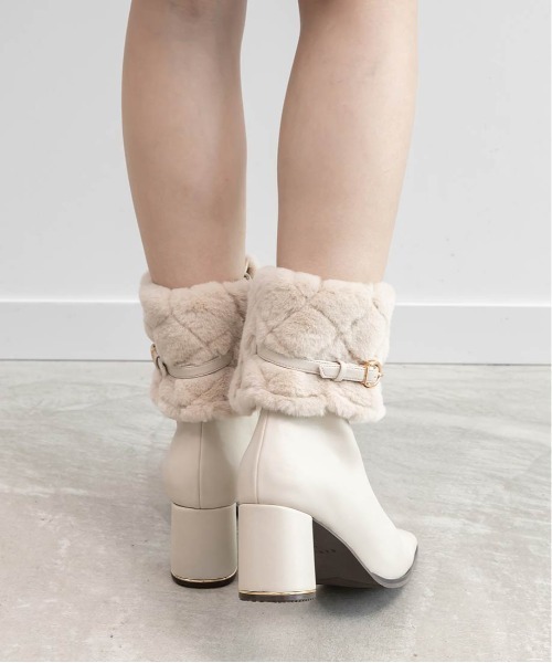 RANDA（ランダ）の「4WAYキルティングファーブーツ（ブーツ・レディース・アイボリー/ブラック/グレー・S/M/L/LL）」の11枚目の写真