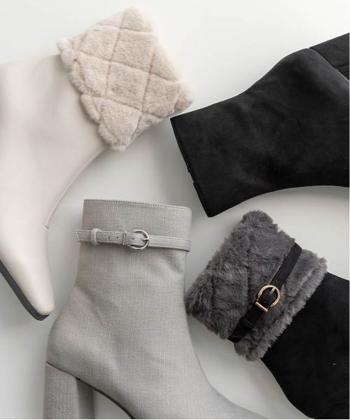 RANDA（ランダ）の「4WAYキルティングファーブーツ（ブーツ・レディース・アイボリー/ブラック/グレー・S/M/L/LL）」の16枚目の写真