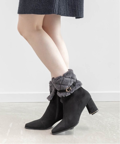 RANDA（ランダ）の「4WAYキルティングファーブーツ（ブーツ・レディース・アイボリー/ブラック/グレー・S/M/L/LL）」の15枚目の写真