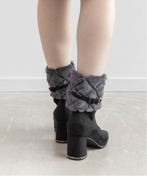 RANDA（ランダ）の「4WAYキルティングファーブーツ（ブーツ・レディース・アイボリー/ブラック/グレー・S/M/L/LL）」の19枚目の写真