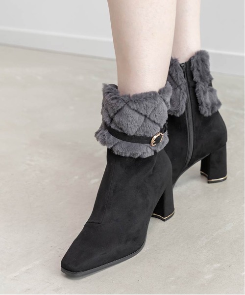 RANDA（ランダ）の「4WAYキルティングファーブーツ（ブーツ・レディース・アイボリー/ブラック/グレー・S/M/L/LL）」の17枚目の写真