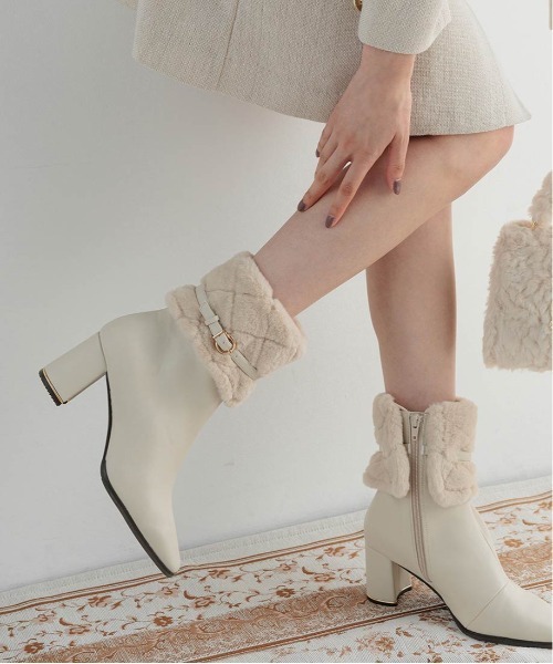 RANDA（ランダ）の「4WAYキルティングファーブーツ（ブーツ・レディース・アイボリー/ブラック/グレー・S/M/L/LL）」の10枚目の写真