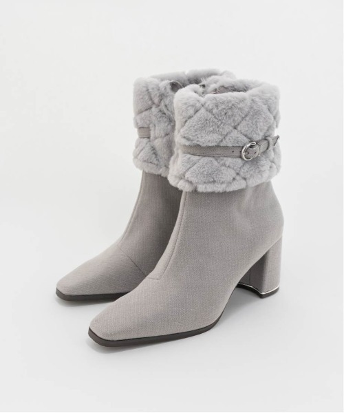 RANDA（ランダ）の「4WAYキルティングファーブーツ（ブーツ・レディース・アイボリー/ブラック/グレー・S/M/L/LL）」の4枚目の写真