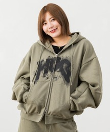 HUGELY（ヒュージリー）の「袖タック入りダブルZIPパーカー（パーカー）」