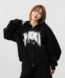 HUGELY（ヒュージリー）の「袖タック入りダブルZIPパーカー（パーカー）」