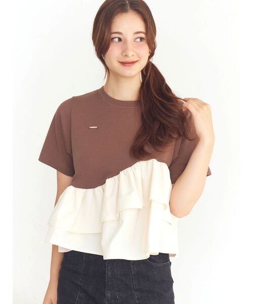 CALNAMUR(カルナムール)の「フリルヘムティアードTシャツ(Tシャツ/カットソー・レディース・ブラウン/ブラック/グレー・FREE)」の7枚目の写真