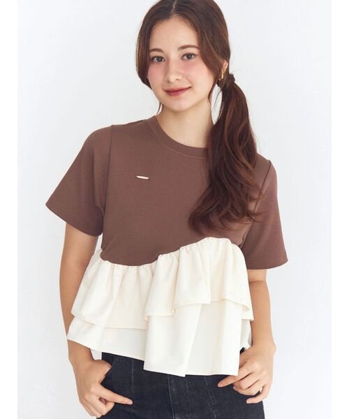 CALNAMUR(カルナムール)の「フリルヘムティアードTシャツ(Tシャツ/カットソー・レディース・ブラウン/ブラック/グレー・FREE)」の8枚目の写真