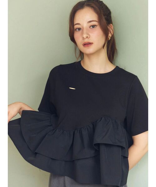 CALNAMUR(カルナムール)の「フリルヘムティアードTシャツ(Tシャツ/カットソー・レディース・ブラウン/ブラック/グレー・FREE)」の14枚目の写真