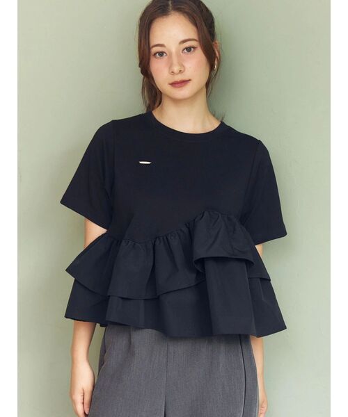 CALNAMUR(カルナムール)の「フリルヘムティアードTシャツ(Tシャツ/カットソー・レディース・ブラウン/ブラック/グレー・FREE)」の16枚目の写真