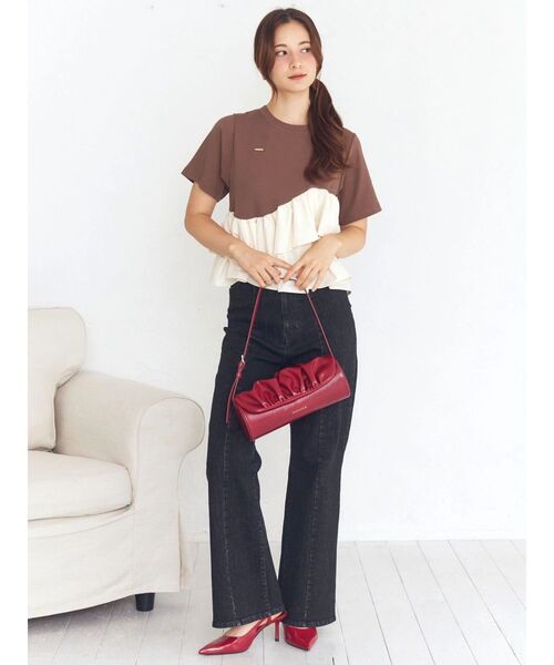 CALNAMUR(カルナムール)の「フリルヘムティアードTシャツ(Tシャツ/カットソー・レディース・ブラウン/ブラック/グレー・FREE)」の22枚目の写真