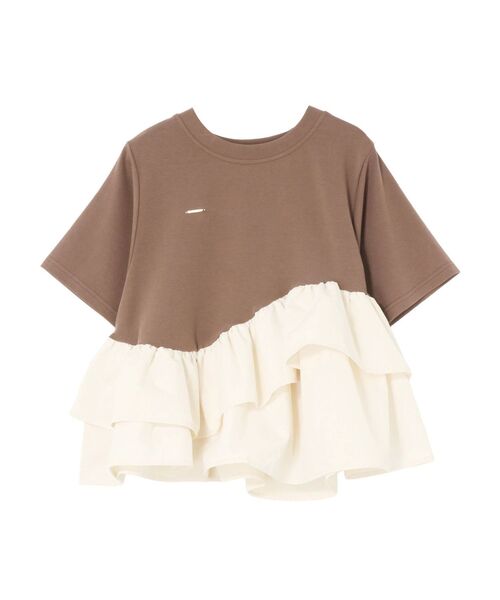 CALNAMUR(カルナムール)の「フリルヘムティアードTシャツ(Tシャツ/カットソー・レディース・ブラウン/ブラック/グレー・FREE)」の1枚目の写真