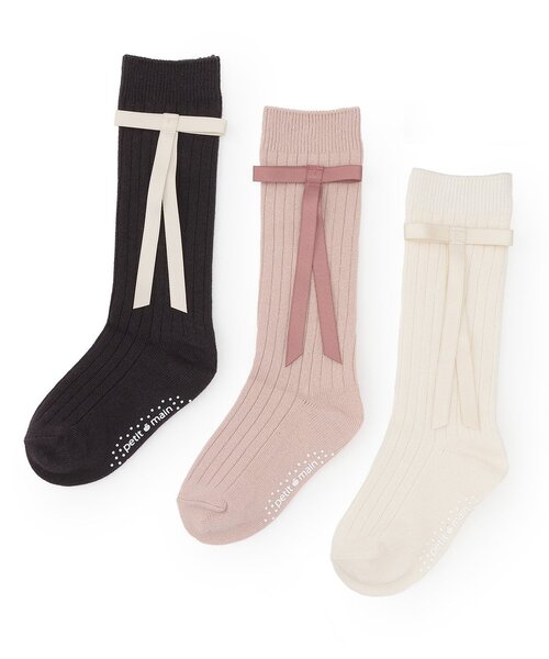 petit main（プティマイン）の「リボンつきハイソックス（ソックス/靴下・キッズ・グレー/ライトピンク/アイボリー・M(16-18cm)/S(13-15cm)/L(18-20cm)）」の6枚目の写真