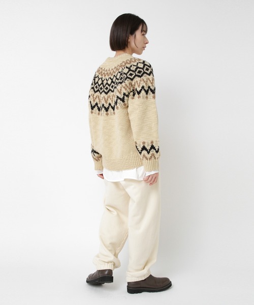 RNA-N（アールエヌエーエヌ）の「K2737 スラブヤーンノルディックプルオーバー（ニット/セーター・レディース・ベージュ/ブラウン/チャコールグレー・FREE）」の10枚目の写真