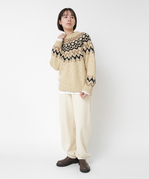 RNA-N（アールエヌエーエヌ）の「K2737 スラブヤーンノルディックプルオーバー（ニット/セーター・レディース・ベージュ/ブラウン/チャコールグレー・FREE）」の8枚目の写真