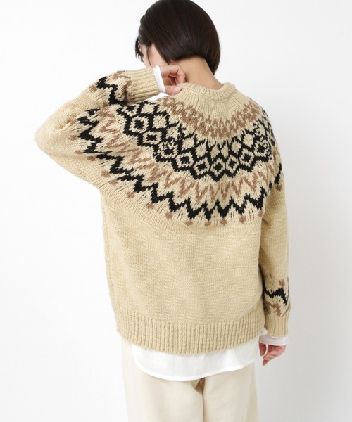 RNA-N（アールエヌエーエヌ）の「K2737 スラブヤーンノルディックプルオーバー（ニット/セーター・レディース・ベージュ/ブラウン/チャコールグレー・FREE）」の5枚目の写真