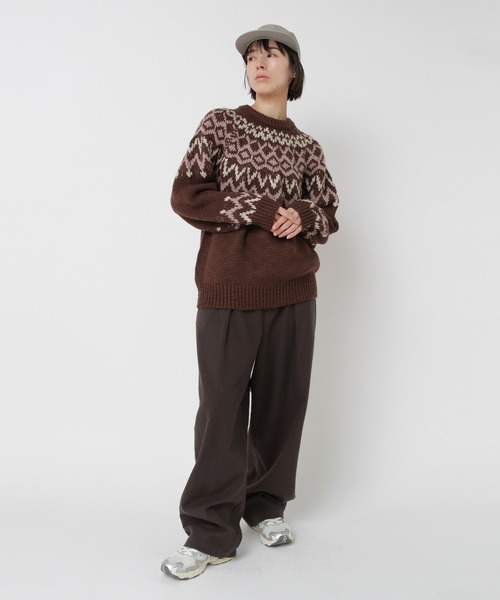 RNA-N（アールエヌエーエヌ）の「K2737 スラブヤーンノルディックプルオーバー（ニット/セーター・レディース・ベージュ/ブラウン/チャコールグレー・FREE）」の7枚目の写真