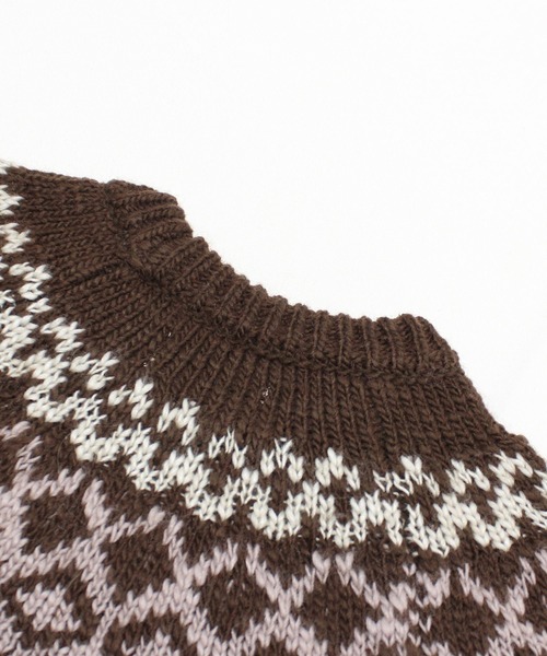 RNA-N（アールエヌエーエヌ）の「K2737 スラブヤーンノルディックプルオーバー（ニット/セーター・レディース・ベージュ/ブラウン/チャコールグレー・FREE）」の14枚目の写真