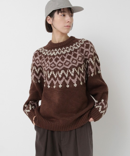 RNA-N（アールエヌエーエヌ）の「K2737 スラブヤーンノルディックプルオーバー（ニット/セーター・レディース・ベージュ/ブラウン/チャコールグレー・FREE）」の17枚目の写真