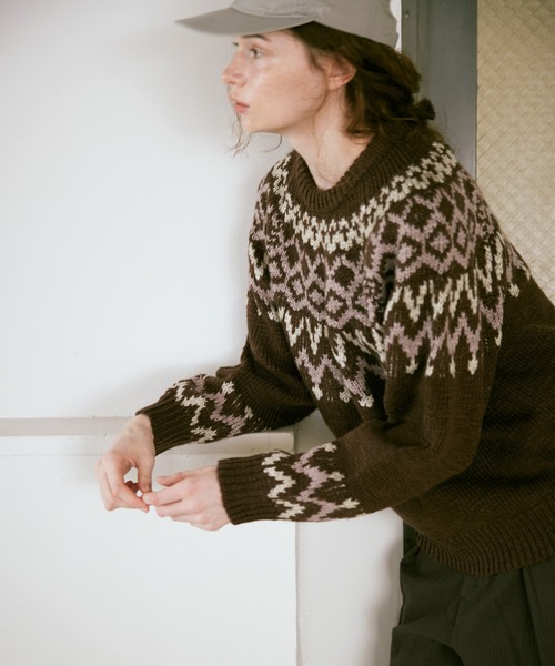 RNA-N（アールエヌエーエヌ）の「K2737 スラブヤーンノルディックプルオーバー（ニット/セーター・レディース・ベージュ/ブラウン/チャコールグレー・FREE）」の20枚目の写真