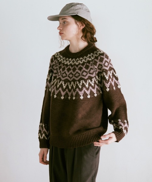 RNA-N（アールエヌエーエヌ）の「K2737 スラブヤーンノルディックプルオーバー（ニット/セーター・レディース・ベージュ/ブラウン/チャコールグレー・FREE）」の21枚目の写真