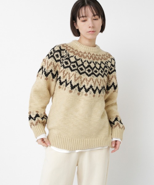 RNA-N（アールエヌエーエヌ）の「K2737 スラブヤーンノルディックプルオーバー（ニット/セーター・レディース・ベージュ/ブラウン/チャコールグレー・FREE）」の15枚目の写真