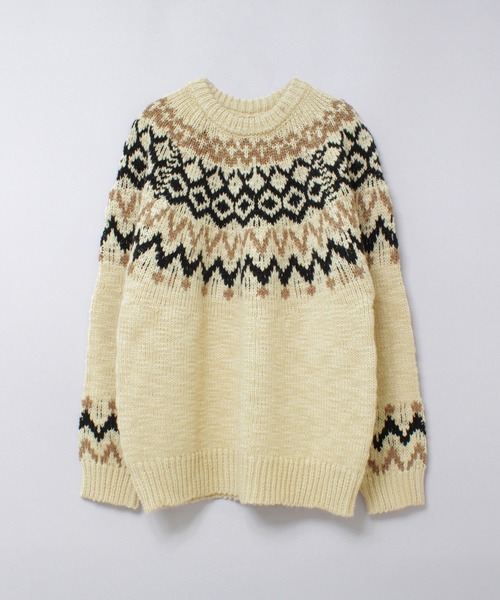 RNA-N（アールエヌエーエヌ）の「K2737 スラブヤーンノルディックプルオーバー（ニット/セーター・レディース・ベージュ/ブラウン/チャコールグレー・FREE）」の16枚目の写真