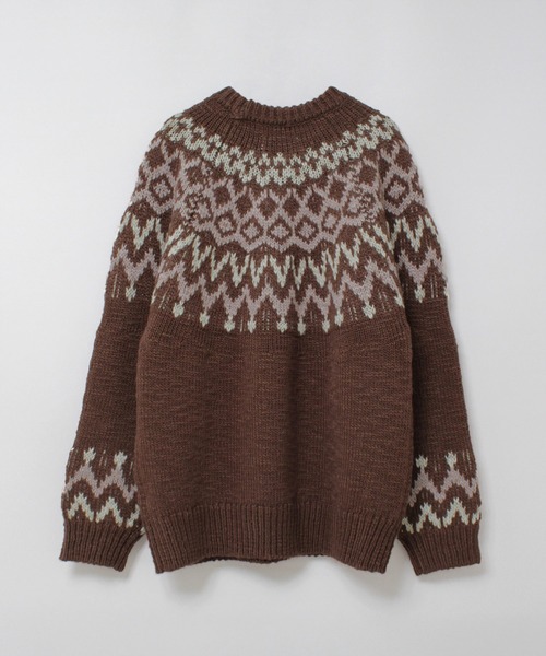 RNA-N（アールエヌエーエヌ）の「K2737 スラブヤーンノルディックプルオーバー（ニット/セーター・レディース・ベージュ/ブラウン/チャコールグレー・FREE）」の19枚目の写真