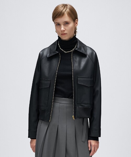 cloenc（クロエンス）の「【セットアップ】ステンカラーブルゾン（ブルゾン・レディース・ブラック/ブラウン系・01/03/02）」の2枚目の写真