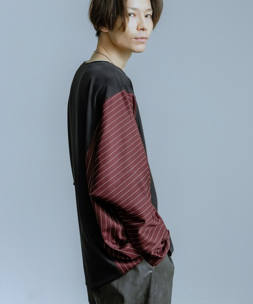 Crownor(クラウノアー)の「配色切り替え ドルマン 長袖Tシャツ(Tシャツ/カットソー・メンズ・ブラック/ネイビー/ベージュ・MEDIUM/LARGE)」の14枚目の写真
