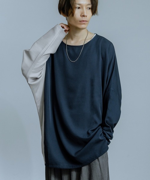 Crownor(クラウノアー)の「配色切り替え ドルマン 長袖Tシャツ(Tシャツ/カットソー・メンズ・ブラック/ネイビー/ベージュ・MEDIUM/LARGE)」の15枚目の写真
