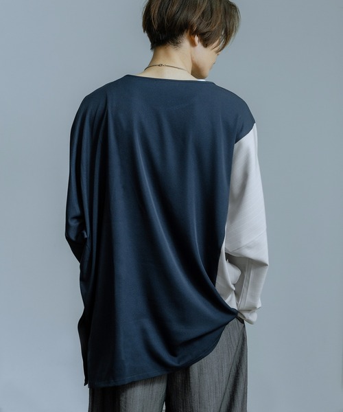 Crownor(クラウノアー)の「配色切り替え ドルマン 長袖Tシャツ(Tシャツ/カットソー・メンズ・ブラック/ネイビー/ベージュ・MEDIUM/LARGE)」の17枚目の写真