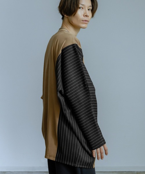 Crownor(クラウノアー)の「配色切り替え ドルマン 長袖Tシャツ(Tシャツ/カットソー・メンズ・ブラック/ネイビー/ベージュ・MEDIUM/LARGE)」の20枚目の写真