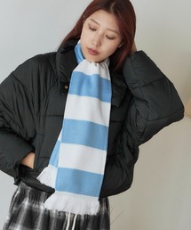 レディースのマフラー（ブルー・ネイビー/青色系）ファッション