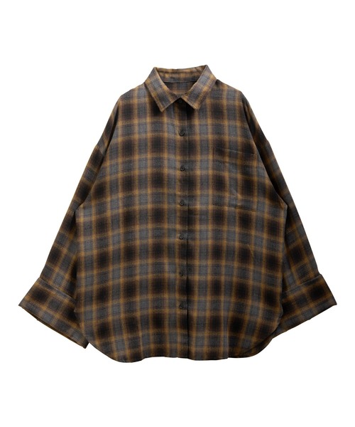 SUNFLOWER EIGHT(サンフラワーエイト)の「ワイドスリーブチェックシャツ(シャツ/ブラウス・レディース・ブラック/グレー/ブラウン・M)」の4枚目の写真