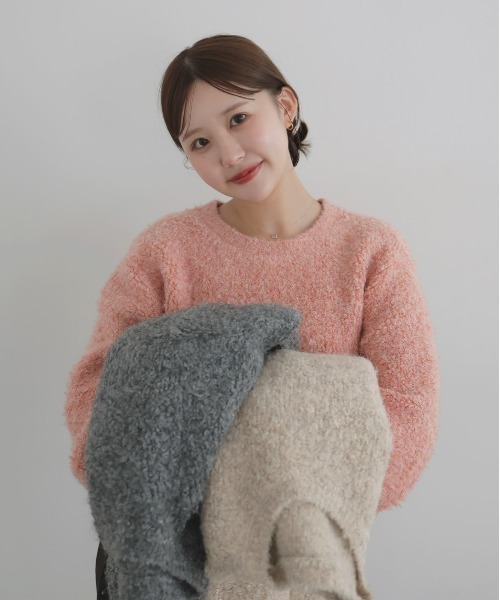 LIAN(リアン)の「【ayu×LIAN】ボリュームミックスニット(ニット/セーター・レディース・チャコールグレー/アイボリー/ピンク・FREE)」の2枚目の写真