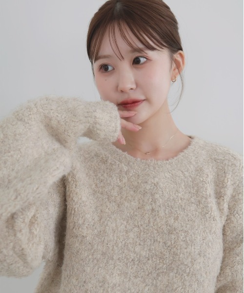 LIAN(リアン)の「【ayu×LIAN】ボリュームミックスニット(ニット/セーター・レディース・チャコールグレー/アイボリー/ピンク・FREE)」の3枚目の写真