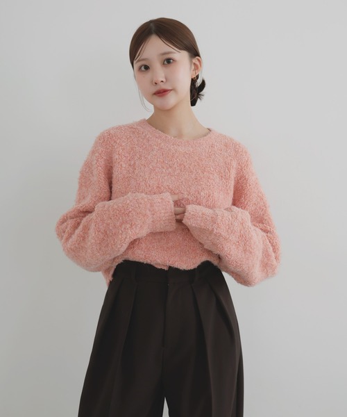 LIAN(リアン)の「【ayu×LIAN】ボリュームミックスニット(ニット/セーター・レディース・チャコールグレー/アイボリー/ピンク・FREE)」の6枚目の写真