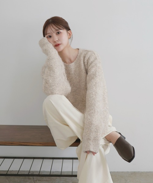LIAN(リアン)の「【ayu×LIAN】ボリュームミックスニット(ニット/セーター・レディース・チャコールグレー/アイボリー/ピンク・FREE)」の13枚目の写真
