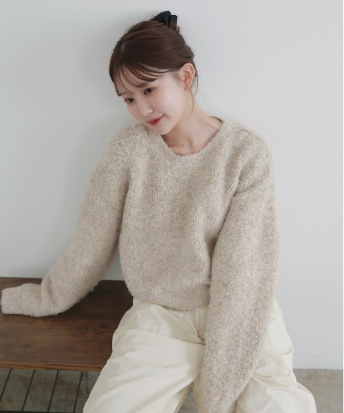 LIAN(リアン)の「【ayu×LIAN】ボリュームミックスニット(ニット/セーター・レディース・チャコールグレー/アイボリー/ピンク・FREE)」の10枚目の写真