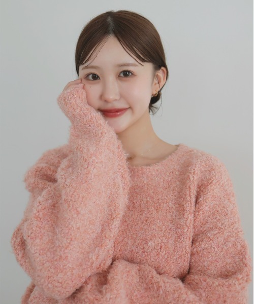 LIAN(リアン)の「【ayu×LIAN】ボリュームミックスニット(ニット/セーター・レディース・チャコールグレー/アイボリー/ピンク・FREE)」の4枚目の写真