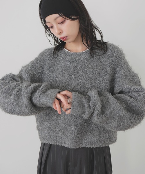AYU　Tニット グレーS ayu×LIAN】ボリュームミックスニット（ニット/セーター）｜LIAN